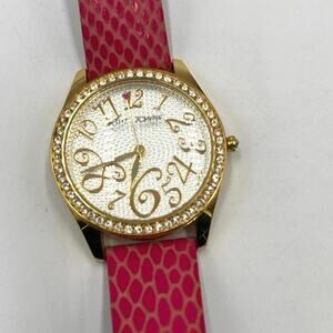 Betsey‎ Johnson Pink Band Gold Tone Rhinestone Watch BJ2161 40mm